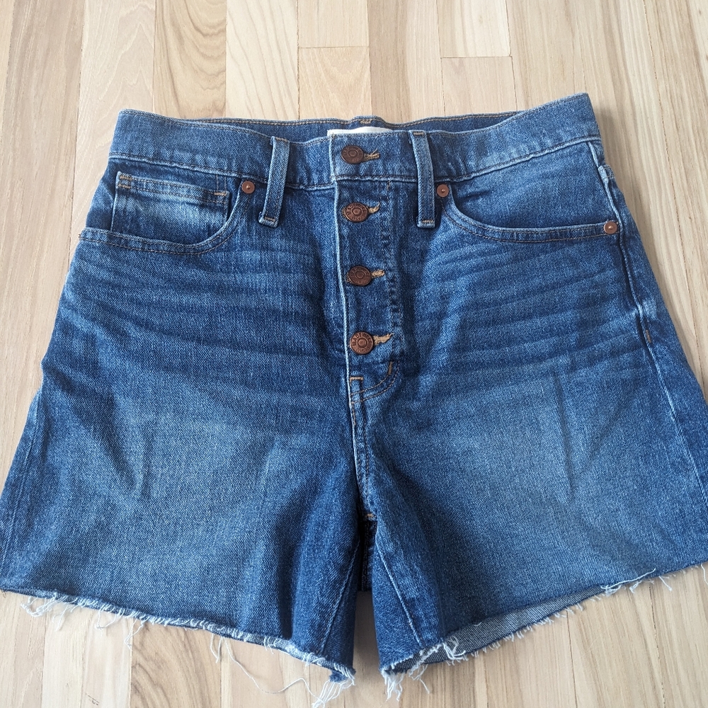 Madewell high rise button fly denim shorts